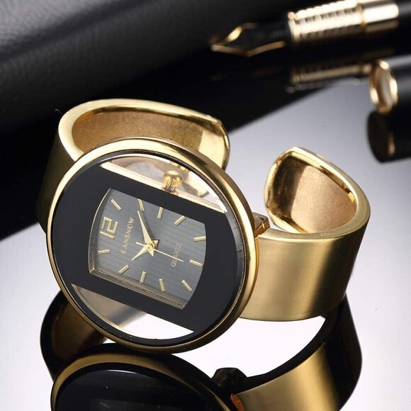 ?Women Creative Cuff Bangle Bracelet Analog Quartz Wrist Watches main image 4
